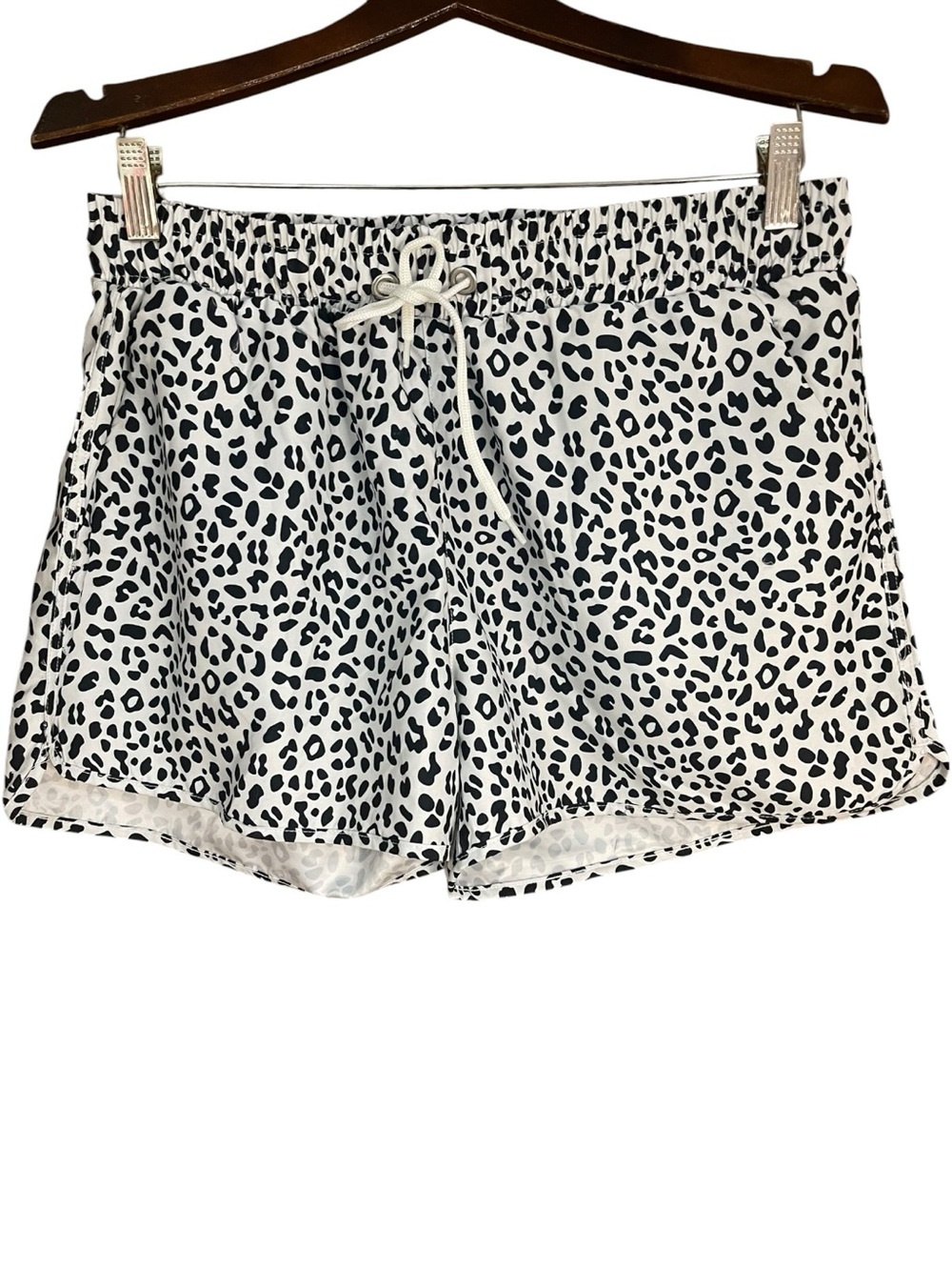 NAP Loungewear Leopard Print Lounge Athletic Shorts Black White
